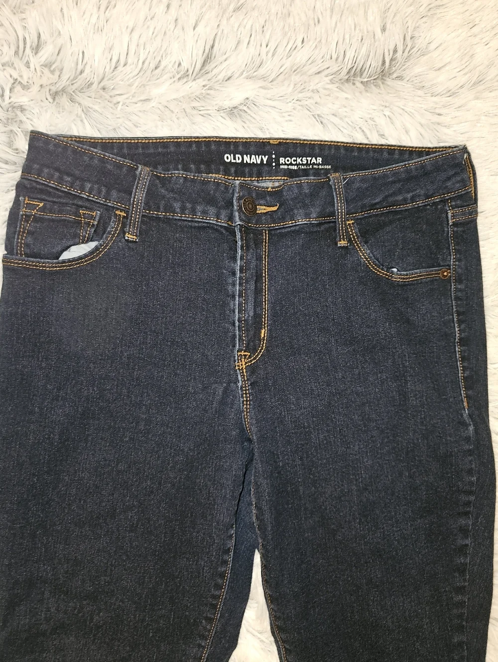 Old Navy Rockstar Skinny Jeans Size 10 Short Dark Wash Mid Rise Stretch Denim